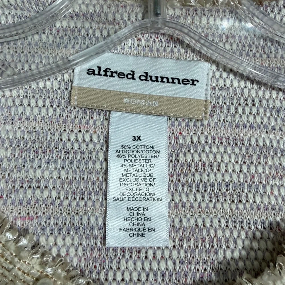 Alfred Dunner Woman 3X Magnolia Springs Pink Tweed Pearl Trim Cardigan Jacket